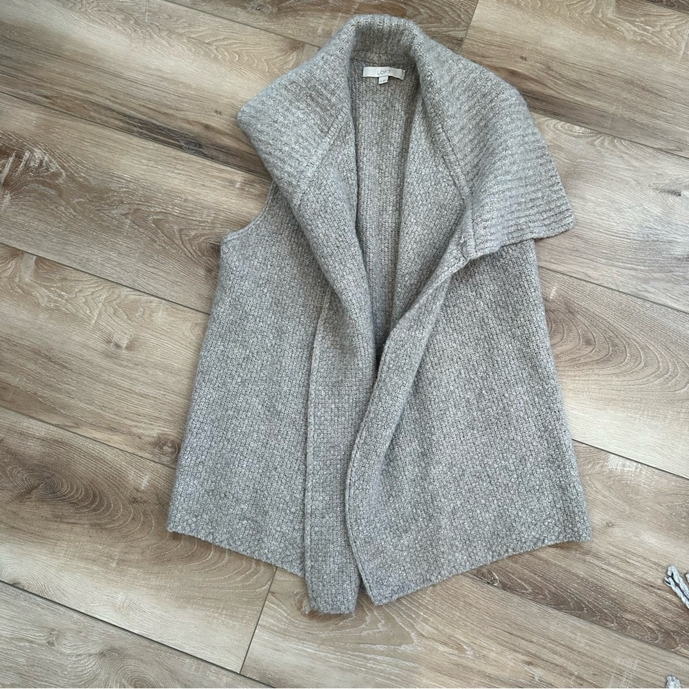 LOFT Tan Wool Blend Sweater Vest - Medium